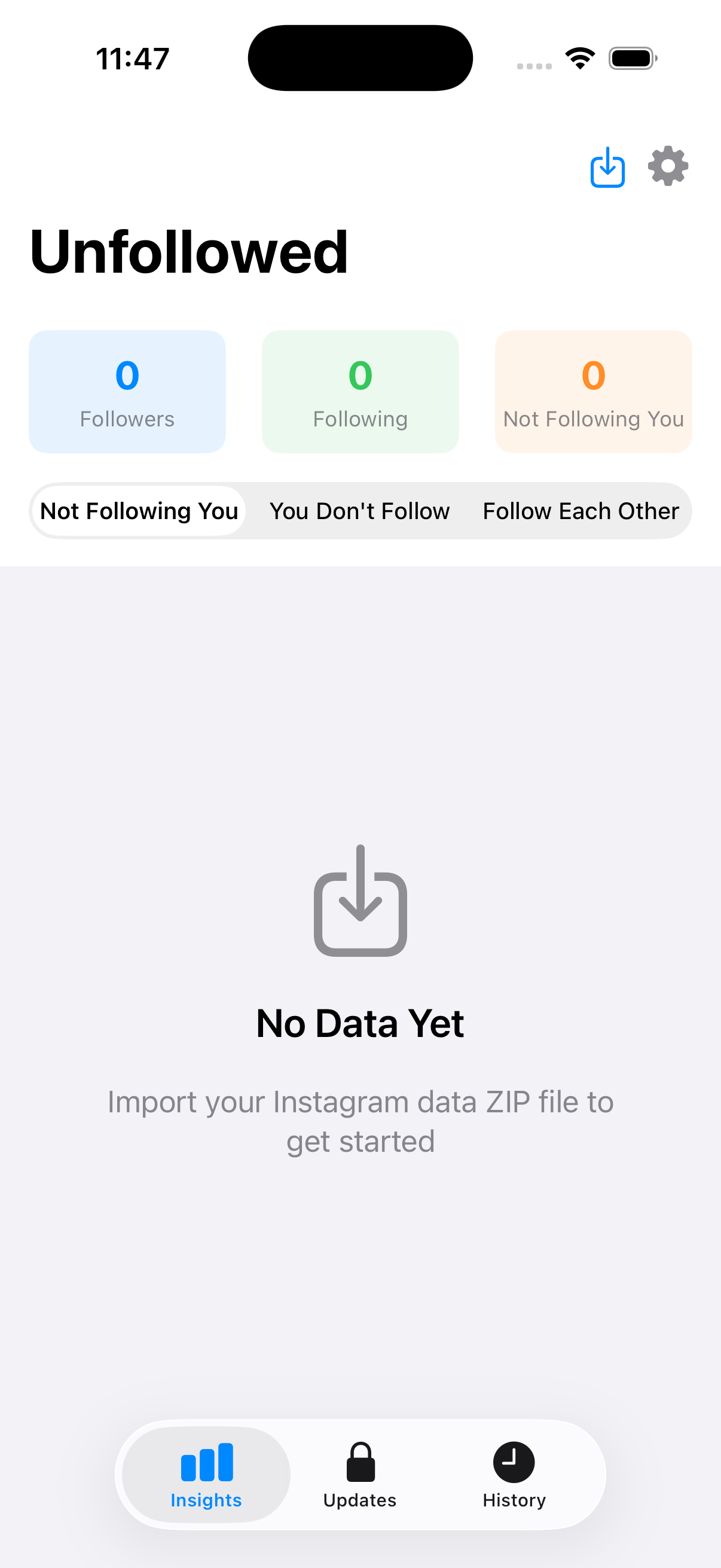 Unfollowed App Screenshot